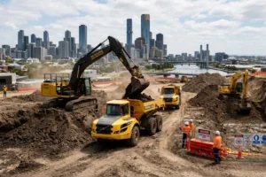 image of construction site dirt removal in Melbourne