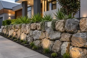 image of modern Rock Wall installation in Melbourne residential property
