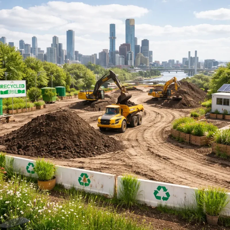 image of recycled soil or eco-friendly site and Landscape Construction Melbourne