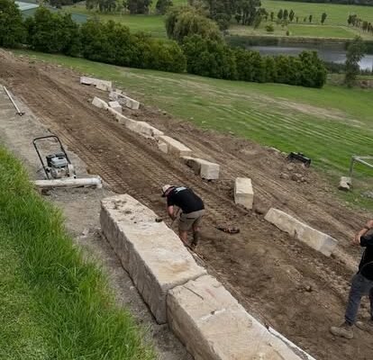 Rock wall and boulder work by CMK Excavations